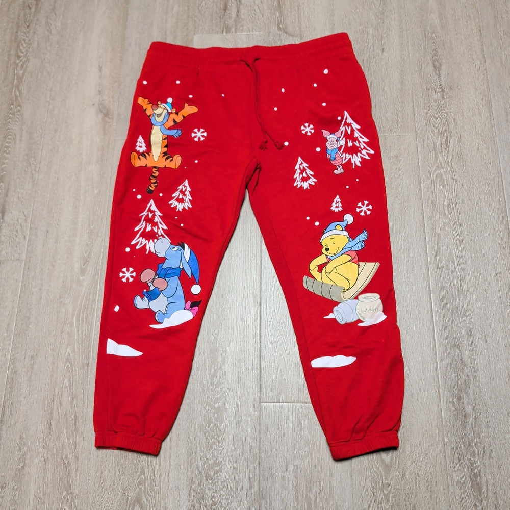 Disney Winnie the Pooh Christmas Red Joggers Tigger Eeyore‎ XL LJ42420LB Soft